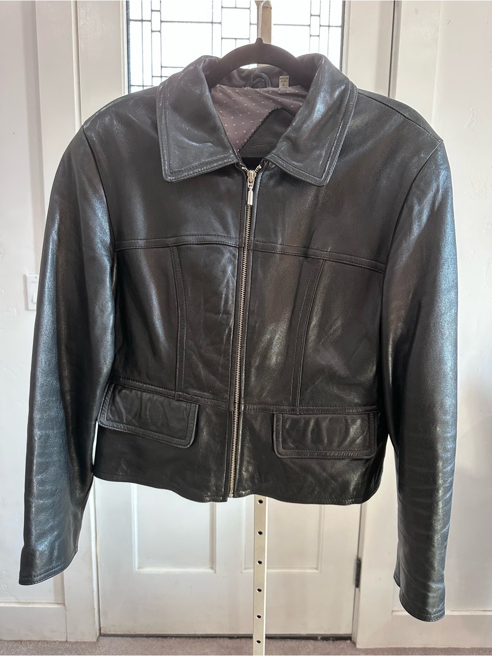 Preston & York Lamb Leather Classic Black Zip-Front Jacket